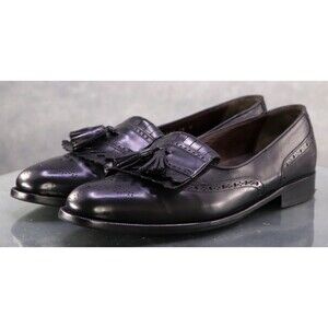 Bragano Men's Kiltie Tassel Loafers Shoes Size 13 M Leather Made In Italy Black